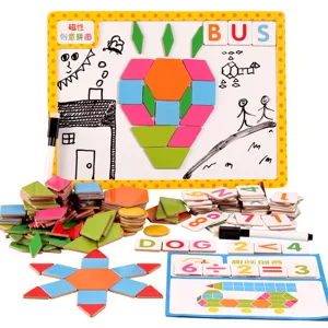 Kids magnetic tangram puzzle set educational toy for early learning shape matching brain development