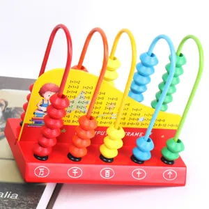 Wooden 5-row bead abacus counting frame for kids early math learning and calculation toy