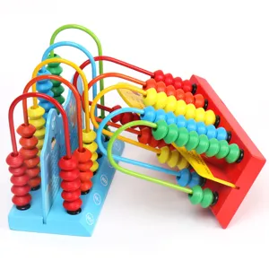 Wooden multi-row bead maze counting abacus educational toy for kids math learning