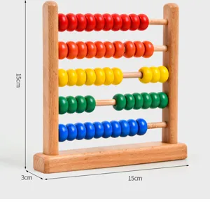 Wooden counting abacus toy for kids, colorful math learning educational calculation frame.