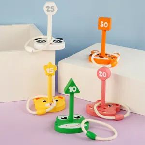 Kids Wooden Ring Toss Game Educational Learning Toy Cartoon Animal Number Throwing Board Parent-Child Interactive Toy