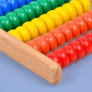 Wooden abacus counting frame for kids math learning early educational toy bright colorful beads