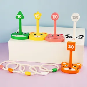Children wooden cartoon ring toss game toy, sensory integration throwing toy for kids.