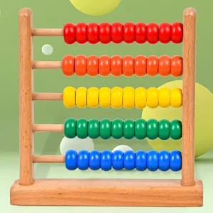 Wooden abacus counting frame for kids early math education colorful wooden beads toy