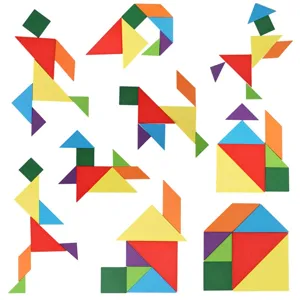 Children Wooden Tangram Puzzle Board Game Educational Thinking Training Parent Child Interactive Tabletop Toy