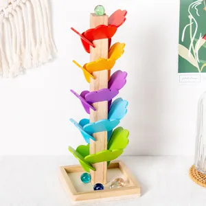 Jouet de Piste de Balle à Feuilles Tombantes en Bois Jouet Sensoriel Éducatif Coloré pour Enfants Entraînement de Coordination