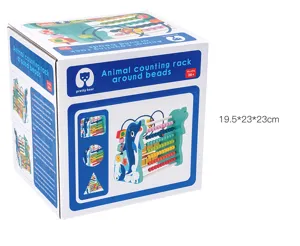 Wooden dolphin counting rack bead maze toy for early childhood education and color cognition.