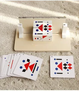 Juego de mesa educativo de bloques de espejo para niños pensamiento lógico y cartas