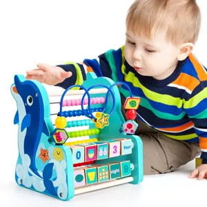 Wooden dolphin bead maze abacus toy for kids early education multi-functional wooden block
