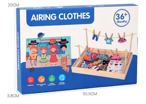 Jeu éducatif Montessori en bois pour suspendre les vêtements boîte de puzzle enfants