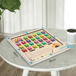 Houten magnetisch letter doolhof bord speelgoed voor kinderen vroege educatie en vaardigheid.