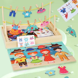 Montessori vêtement séchage habillage jouet support en bois éducation précoce puzzle