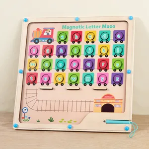 Houten magnetisch letter doolhof bord speelgoed voor kinderen vroege educatie abc.