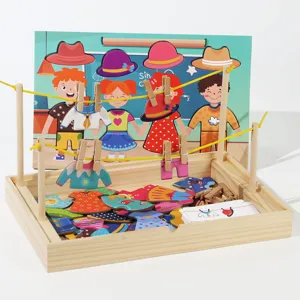 Montessori jouet en bois de sechage de vetements ensemble de puzzle educatif pour enfants