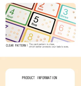 Kids educational English learning cards number and word flashcards for early childhood toys game