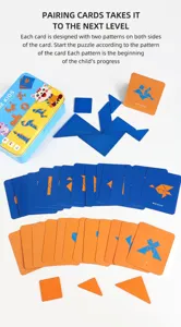 Wooden tangram puzzle set for kids educational geometric shape matching game learning toys