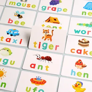 Kids English learning flashcards set flat lay educational toy for toddlers and preschool