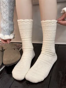 Japanische retro dicke Strick-Wollsocken für Damen, gemütliche Wintersocken für Stiefel.