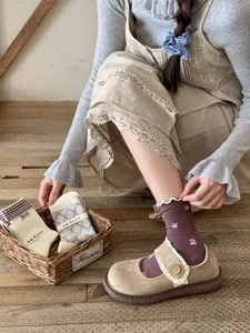 Songmu designer bow womens mid-tube socks autumn new niche original cute style daily