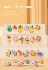 Juguetes educativos de madera para niños puzzle de emparejamiento cognitivo temprano.