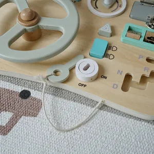 Tavola sensoriale in legno per bambini, giocattolo educativo precoce con volante.