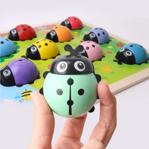 Wooden ladybug counting toy montessori educational puzzle for toddlers and kids learning math