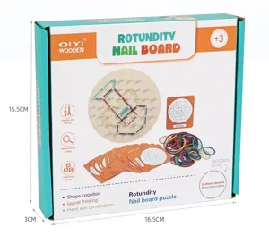 Montessori wooden geometric geoboard toy set for kids early math education and shape cognition.