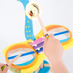 Wooden baby musical toy multi-functional peacock xylophone drum set for early education kids