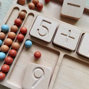 Montessori Wooden Math Toy Number Tracing Blocks Arithmetic Early Education Puzzle Toy