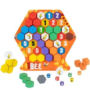 Jouet de puzzle en bois en nid d'abeille pour enfants, blocs d'éveil éducatifs et logiques.