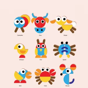 Kids educational early learning cartoon animal 3D puzzle toy for toddlers cognitive skills.
