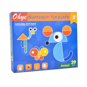 Kids educational cartoon animal 3D puzzle Montessori toy box main view for early learning