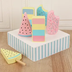 Wooden ice cream toy set for kids pretend play, colorful wooden popsicle blocks for gift.
