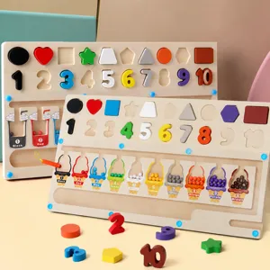 Wooden Digital Shape Matching Board Magnetic Maze Toy Kids Early Education Color Sorting Counting Toy