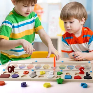 Wooden magnetic maze board early education toy for kids shape and number matching learning