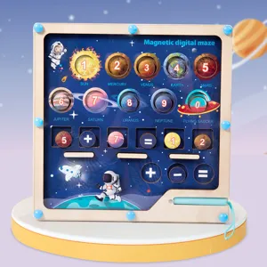 Wooden Magnetic Space Planet Number Maze Toy Kids Educational Early Learning Puzzle Game Children Intellectual Toy