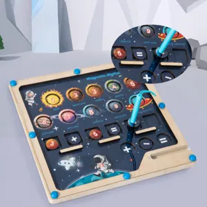 Kids wooden magnetic maze toy space theme numbers counting learning educational toy for toddlers