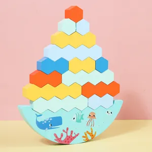 Giocattolo di equilibrio di legno per bambini, blocchi educativi colorati per coordinazione.