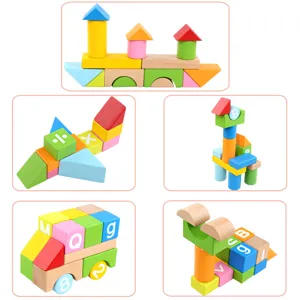 Educational wooden building blocks set for kids early education color shape sorting toys