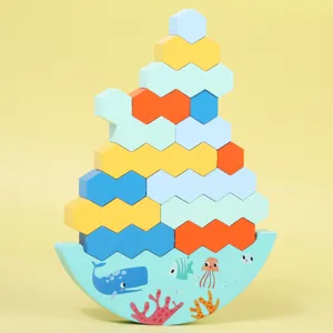 Giocattolo di impilamento in legno per bambini gioco educativo coordinazione mano occhio