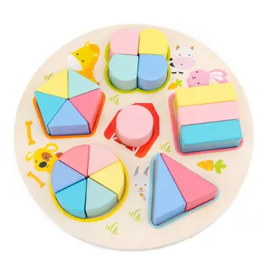 Holz Formensortieren Puzzle Spielzeug fuer Kinder fruehes Lernen Geometrie Stapelbloecke.