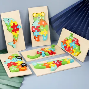 Puzzles 3D de madera Juguetes educativos para niños pequeños Set de bloques de aprendizaje