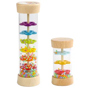 Wooden rainmaker toy for kids Orff musical instrument sensory rain sound shaker for early education