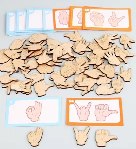 Holz Hand Geste Puzzle Lernspielzeug Kinder Form Zuordnung Logik Training Montessori Set