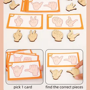 Holz Hand Geste Matching Puzzle Spielzeug fur Kinder fruhe Erziehung Logik Training Set