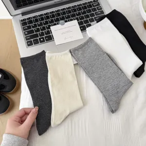 Solid color calf socks long knit hosiery basic daily wear casual versatile comfortable