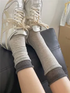 Double-layer layered socks for women, ultra-thin breathable crew socks, stylish daily wear.