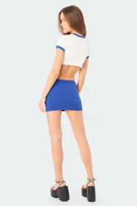 Donna estate casual crop top e minigonna set colore unito sexy vestito dettaglio