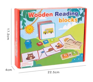 Wooden reading blocks CVC phonics spelling game educational toy for kids learning