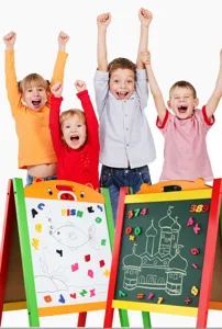 Wooden double-sided magnetic drawing board for kids with letters and numbers toy